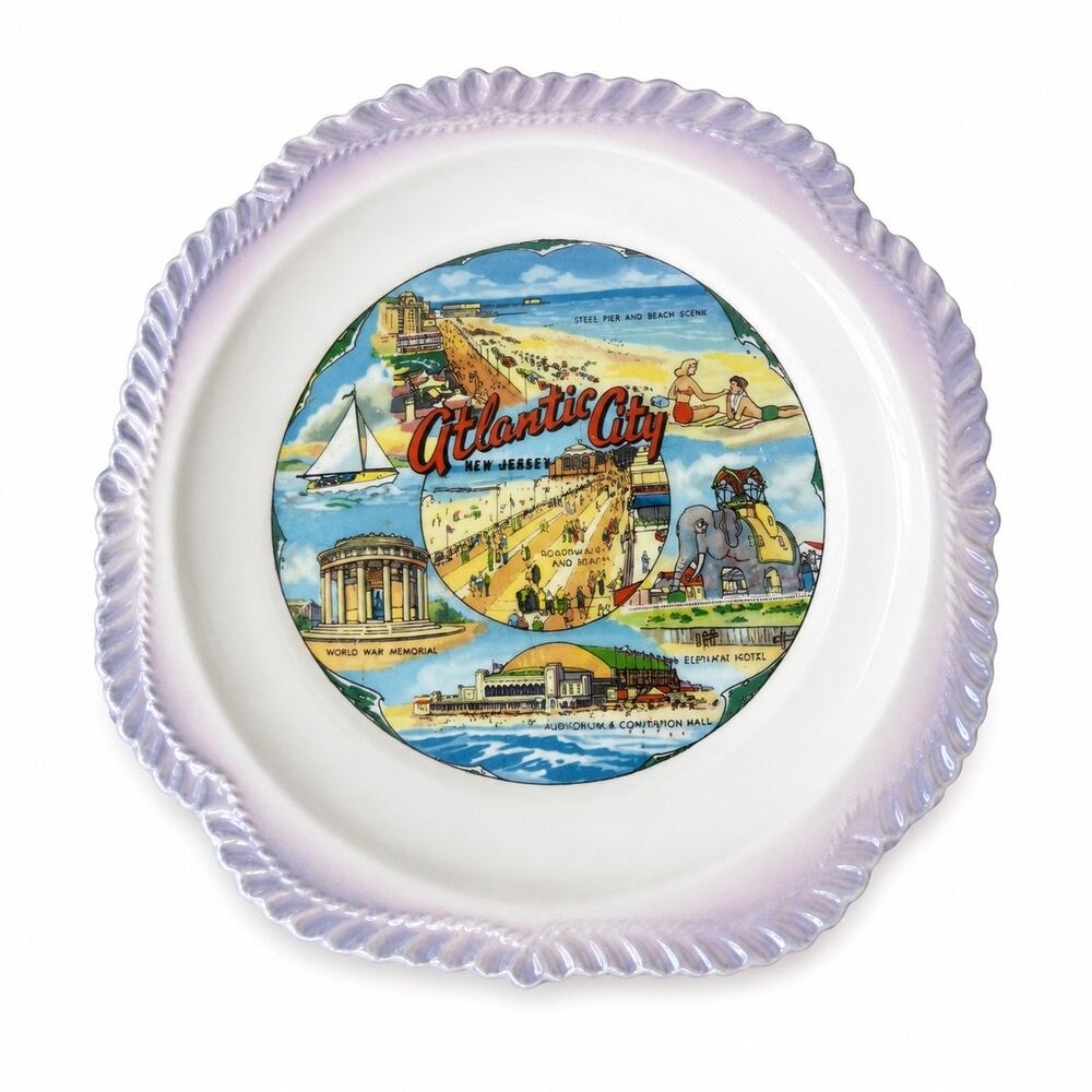 Vintage Atlantic City New Jersey SouvenirPlate Scalloped Edge 
Collectible trave